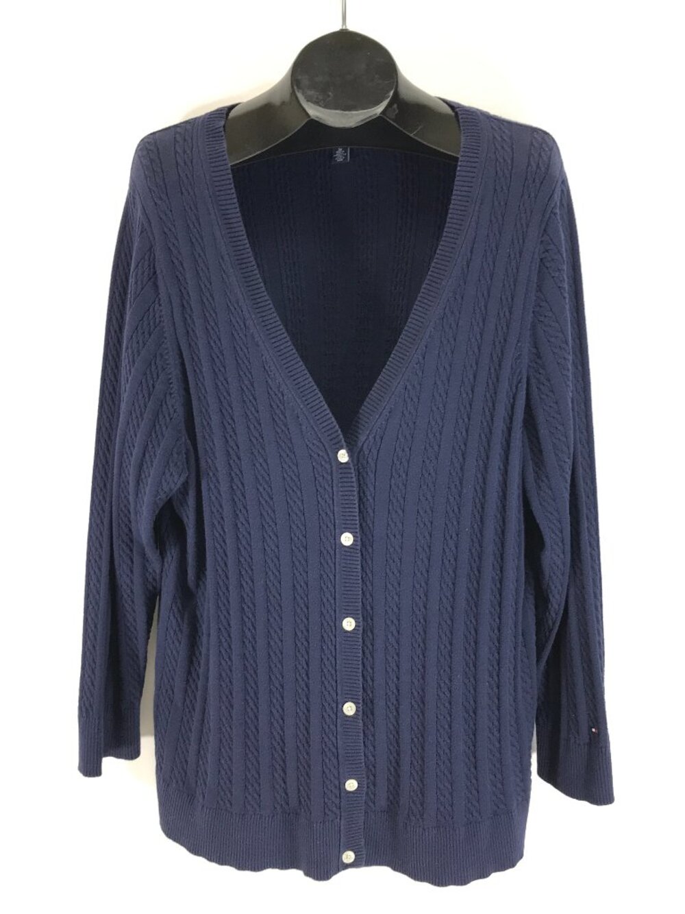 Tommy Hilfiger Cable Knit Cardigan Sweater Women's Plus 3X Navy Cotton Casual
